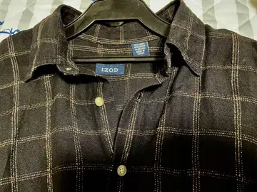 IZOD 반팔 체크 셔츠 블랙 로카빌리 50s