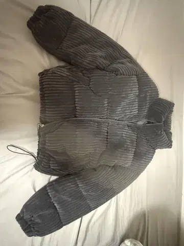 그레이 코듀로이 다운 자켓