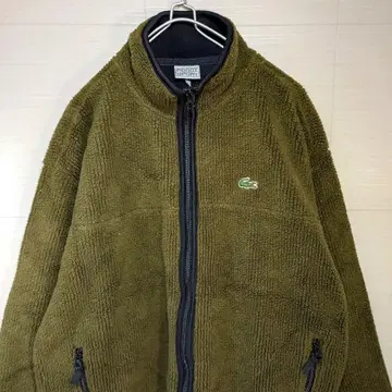 라코스테 90S 자켓 블루종 문자 악어 자수 로고 풀 집업 카키