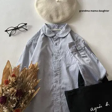 b1371* 그랑마마 도터 둥근 카라 코튼 셔츠