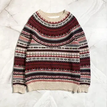 A17797 새상품급 화이트 마운티니어링 페어아일 로우게이지 니트 0