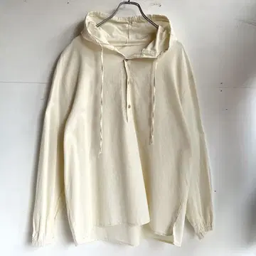 빈티지 코튼 후드티 아노락 디자인 후드티 아이보리 컬러 구제 의류