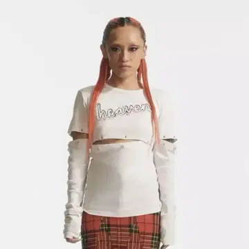 Heaven by marc jacobs 버튼 오프 리브 긴팔 T셔츠
