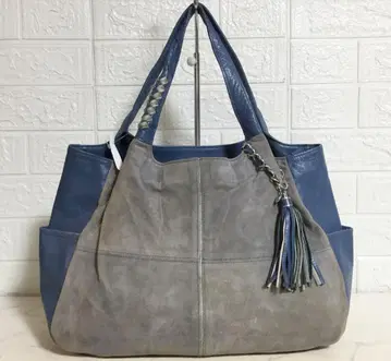 no36778 긴자 카네마츠 가죽 스웨이드 토트 백