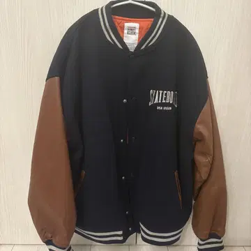 VISION STREET WEAR 바시티 자켓 네이비/브라운