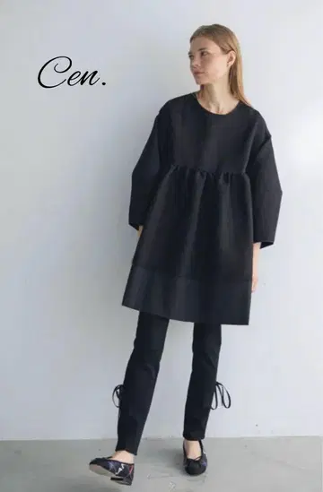 새상품급 Cen. 자카드 튜닉 일본제 블랙