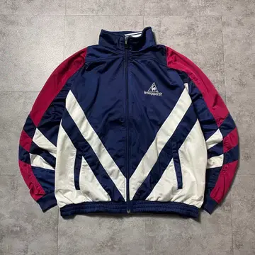 90s 르꼬끄 스포르티브 자수 로고 클레이지 패턴 트랙 자켓