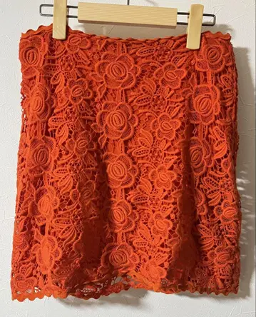 [ Blumarine ] 오렌지 레이스 타이트 스커트