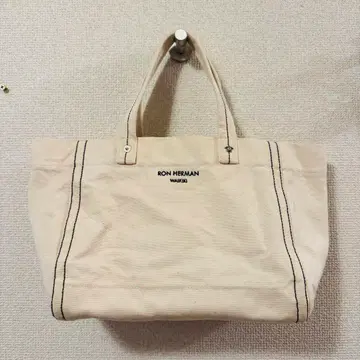 하와이 한정판 론 헤르만 토트백 캠퍼스 코튼 화이트 S 사이즈