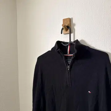 TOMMY HILFIGER 하프 지퍼 스웨터 M 다크 그레이