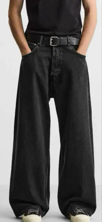 ZARA 슈퍼 배기 핏 진 EU38 블랙