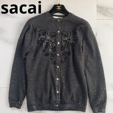레어 새상품급 sacai 사카이 비쥬 스팽글 니트 가디건