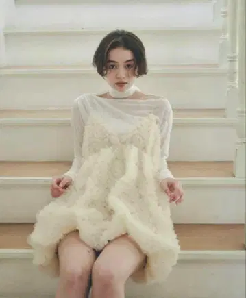 새상품 NOTRE emor tulle mini dress ivory