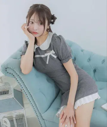PriCHOU 깅엄 체크 미니 원피스