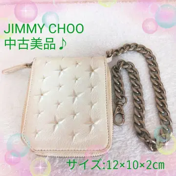 새상품급 중고 체인 부착 JIMMY CHOO 스터드 디자인 접이식 지갑