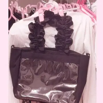 자카마트 A4 이타백 핸들 프릴 토트백 블랙