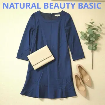 NATURAL BEAUTY BASIC 네이비 원피스 7부 소매 새상품급
