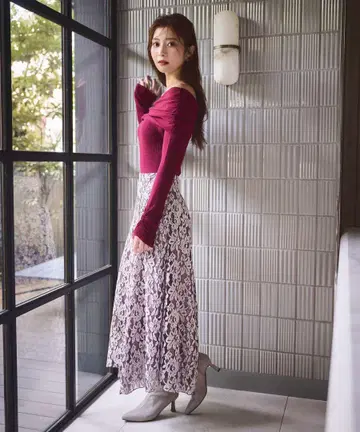 [새상품급] 프로포션 바디 드레싱*몰 레이스 이레헴 플레어 스커트