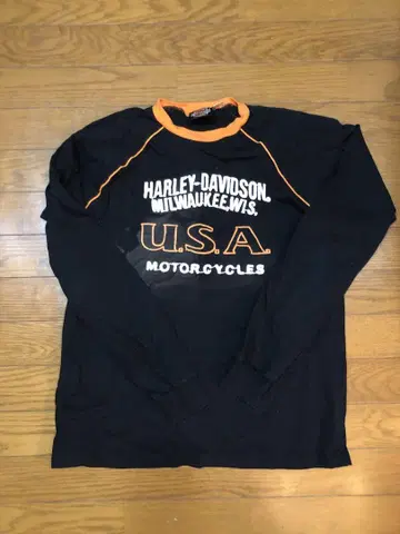 HARLEY-DAVIDSON 긴팔 티셔츠 블랙 오렌지