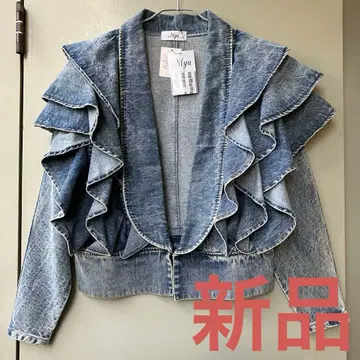 [ 새상품 ] Myu 미유 프릴 데님 자켓 블루 프리 사이즈