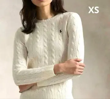 랄프 로렌 케이블 짜임 니트 캐시미어 혼방 화이트 XS