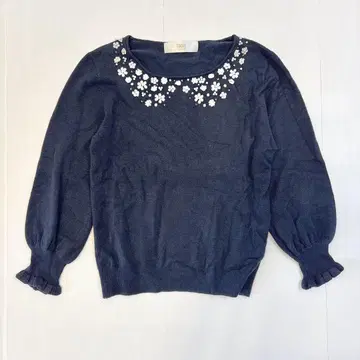 토코 클로젯 tocco closet 니트 꽃 비즈 네이비 M