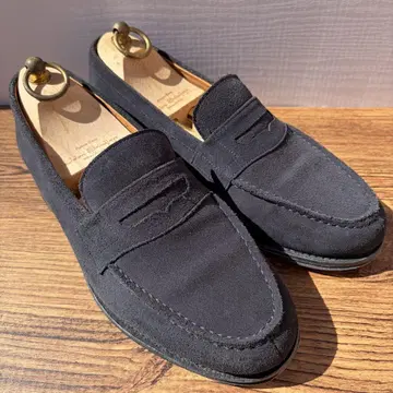 자란스리우아야 코인 로퍼 25.5cm 네이비 스웨이드 가죽 신발