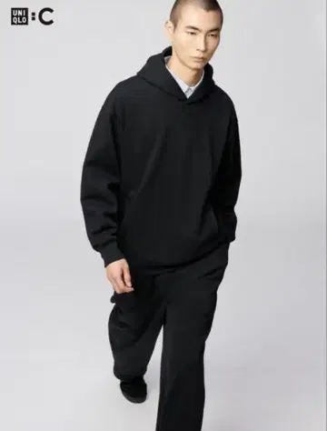 미사용 새상품 UNIQLO 더블 페이스 풀 후드티 M 블랙