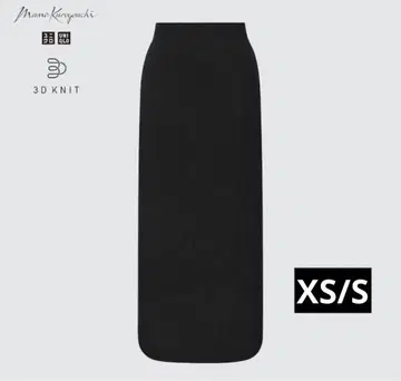 유니클로 마메쿠로구치 3D 수플레 얀 리브 사이드 슬릿 스커트 블랙