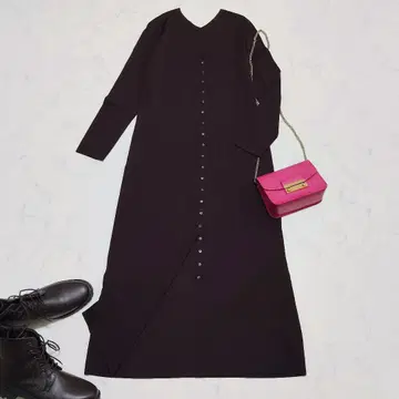 개럴개런트 니트 원피스 맥시 앞 버튼 V넥 긴팔