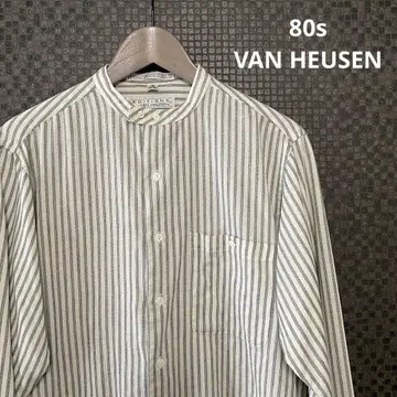 80s VAN HEUSEN 밴 헤이젠 밴드 카라 스트라이프 셔츠