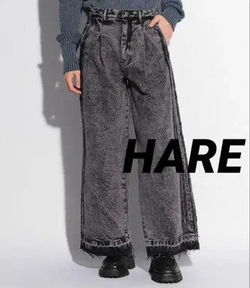 HARE 프린지 라인 와이드 데님 팬츠