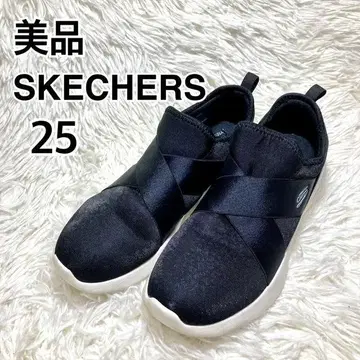 새상품급 스케쳐스 슬립온 스니커즈 블랙 메모리폼 25cm