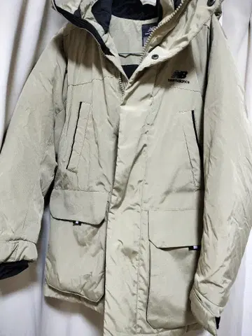 New Balance 후드 부착 다운 자켓 베이지