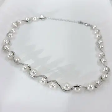 컨디션 최상 Swarovski 실버 펄 크리스탈 목걸이
