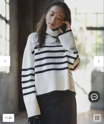 [ 세탁 가능 ] 울 미들 게이지 보더 니트