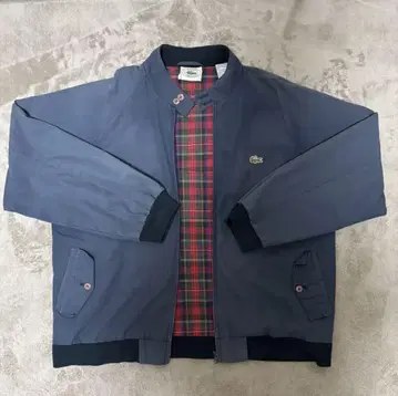 80s LACOSTE 네이비 체크 무늬 자켓 L 사이즈