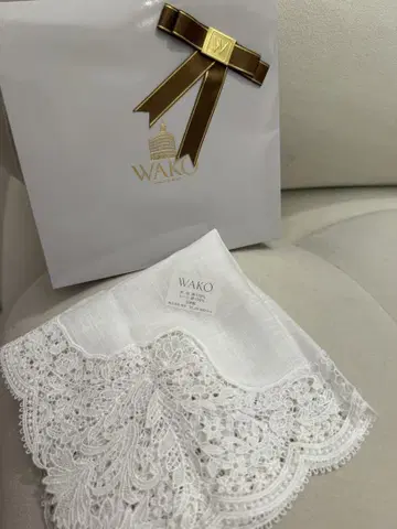 WAKO 화이트 레이스 손수건