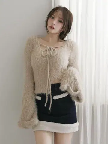andmary Abbie fur tops beige