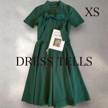 DRESS TELLS [컨디션 최상] 보타이 플레어 원피스 그린 XS