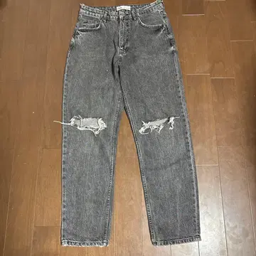 ZARA 데미지 데님 블랙 그레이