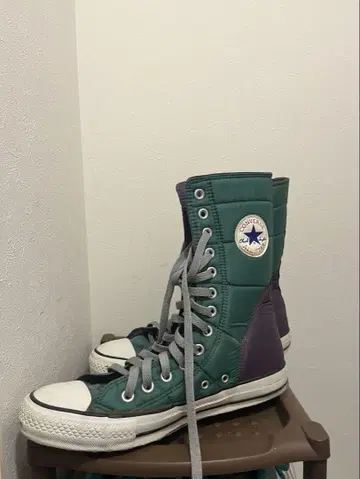Converse All Star 하이컷 스니커즈 그린/퍼플