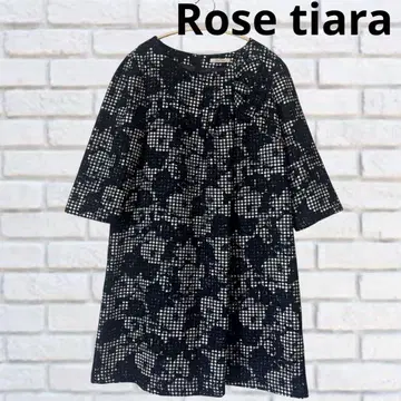 Rose tiara 꽃무늬 체크 무릎 기장 원피스 튜닉 42 사이즈