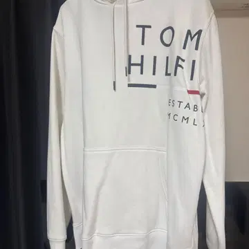 TOMMY HILFIGER 화이트 후드 부착 트레이닝복