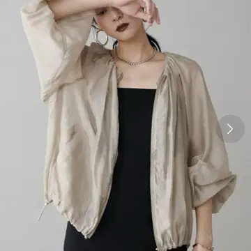 [ LARUTA ] 빈티지 시어 보일 개더 블루종 블루종 겉옷 후드티