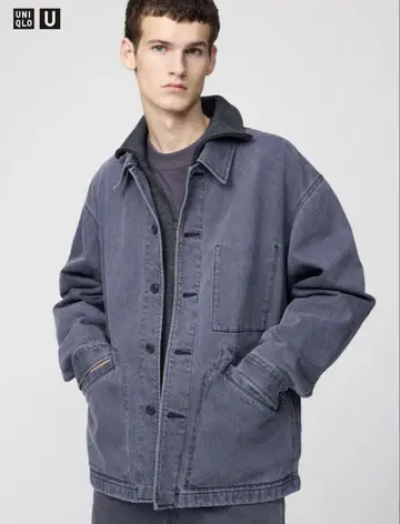 UNIQLO U 오버 사이즈 컬러 데님 자켓 그레이 XL