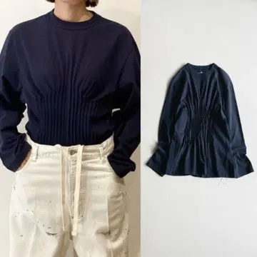 HOLIDAY SUPER FINE DRY PIN TUCK 일본제 네이비