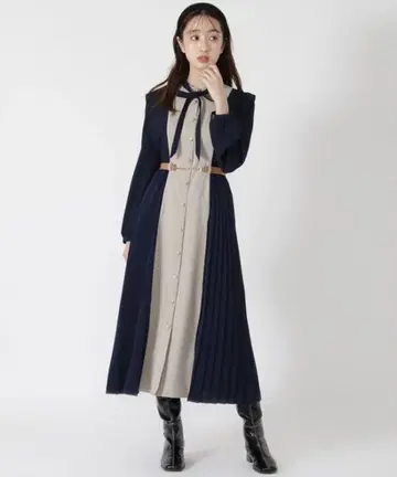 레이디 아젤 바이컬러 보타이 원피스 새상품급