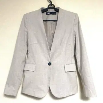 ZARA 노카라 자켓 베이지 싱글 자켓 1버튼 S