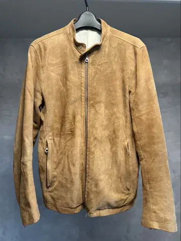 JUN RED 베이지 가죽 자켓 천연 가죽 스웨이드
